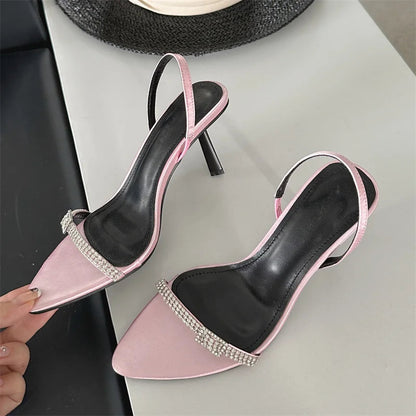 Buckle Pointed Toe Ankle Strap Thin Highs Party Shoes Low Heel Pumps