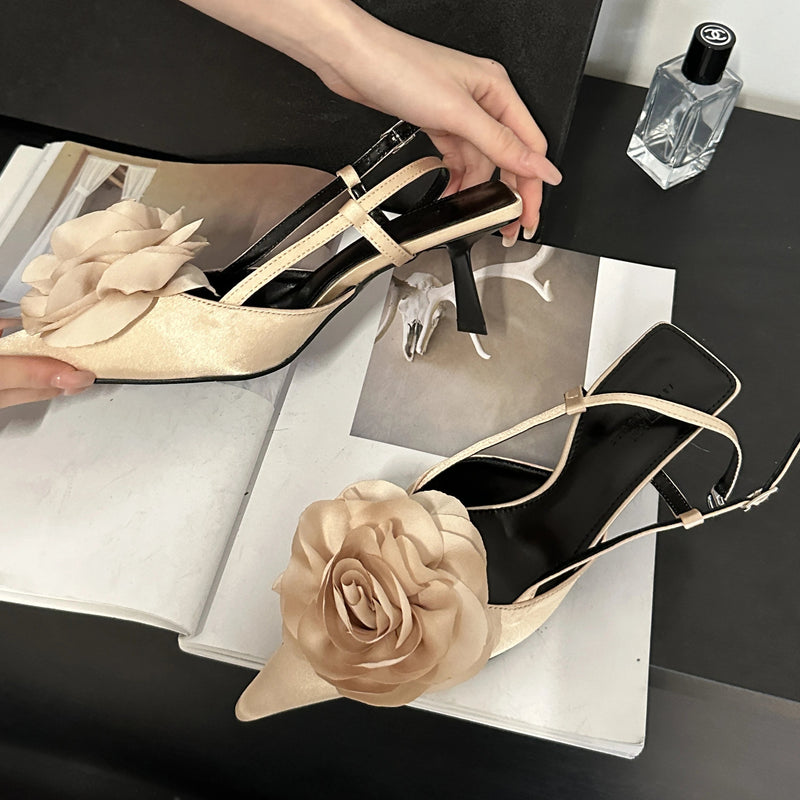 Buckle Strap Pointed Toe Thin Wedding Designer Dress Mule Shoes Low Heel Pumps