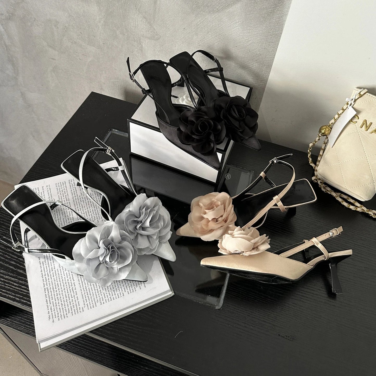 Buckle Strap Pointed Toe Thin Wedding Designer Dress Mule Shoes Low Heel Pumps