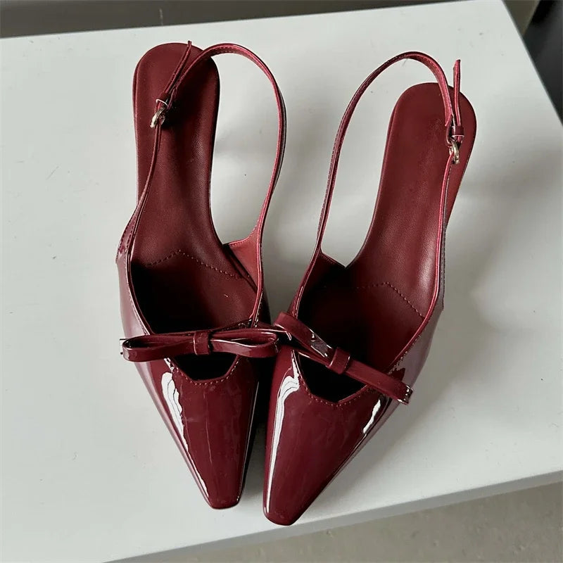 Pointed Toe Slingbacks Buckle Strap Thins Wedding Party Mules Shoes Low Heel Pumps