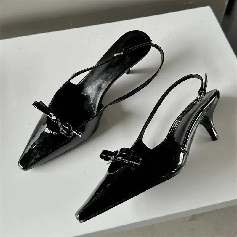 Pointed Toe Slingbacks Buckle Strap Thins Wedding Party Mules Shoes Low Heel Pumps