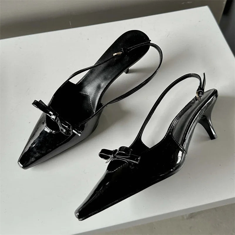 Pointed Toe Slingbacks Buckle Strap Thins Wedding Party Mules Shoes Low Heel Pumps