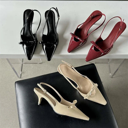 Pointed Toe Slingbacks Buckle Strap Thins Wedding Party Mules Shoes Low Heel Pumps
