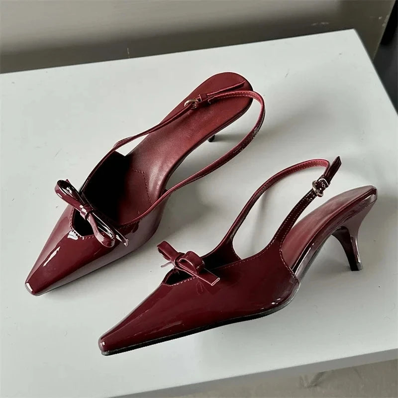 Pointed Toe Slingbacks Buckle Strap Thins Wedding Party Mules Shoes Low Heel Pumps