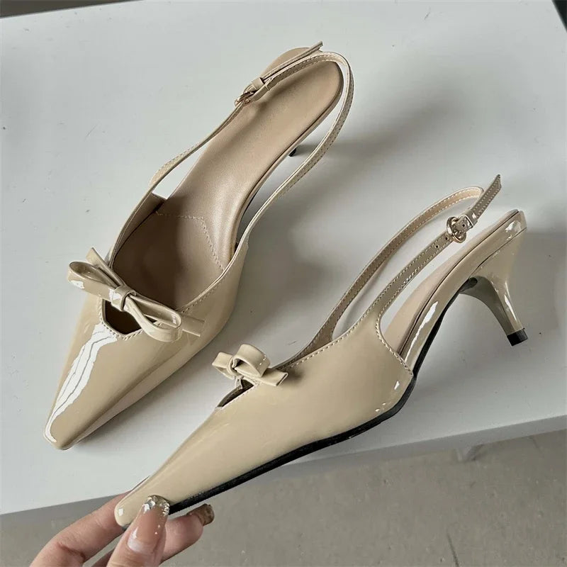 Pointed Toe Slingbacks Buckle Strap Thins Wedding Party Mules Shoes Low Heel Pumps