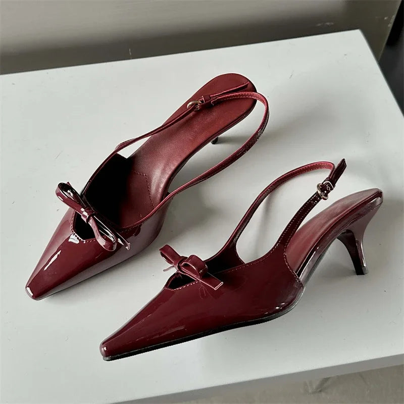 Pointed Toe Slingbacks Buckle Strap Thins Wedding Party Mules Shoes Low Heel Pumps