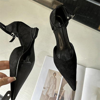 Spring Designer Pointed Toe Wedges High Female Party Prom Slingback Shoes Low Heel Pumps