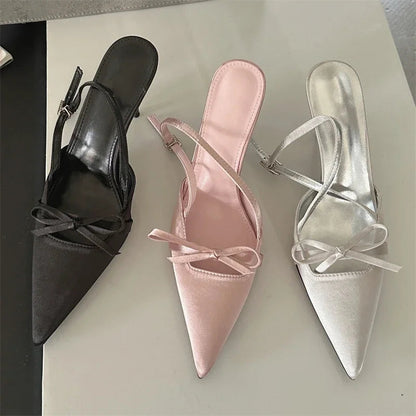 Spring Pointed Toe Buckle Strap Thin Highs Party Stripper Dance Mules Shoes Low Heel Pumps