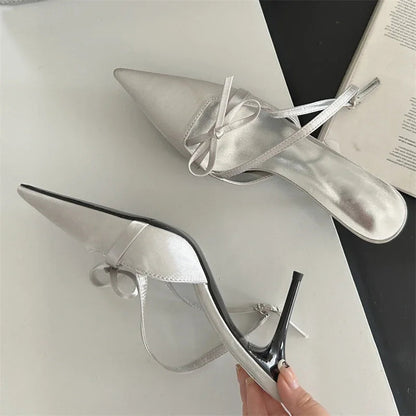 Spring Pointed Toe Buckle Strap Thin Highs Party Stripper Dance Mules Shoes Low Heel Pumps