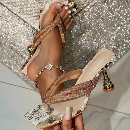 Square Clamp Toe Slippers Thin Summer Party Slide Shoes Low Heel Pumps