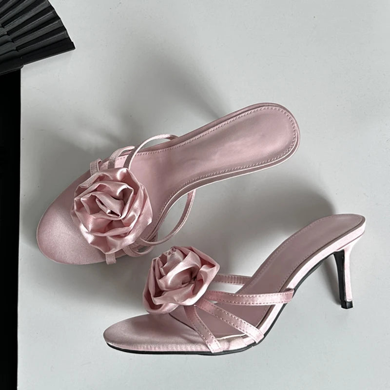 Summer Narrow Band Party Stripper Slippers Mules Slides Shoes Low Heel Pumps