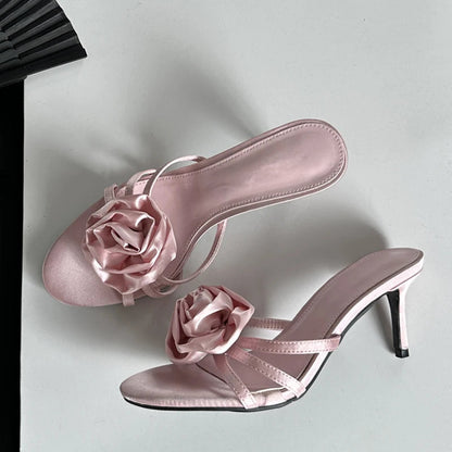 Summer Narrow Band Party Stripper Slippers Mules Slides Shoes Low Heel Pumps