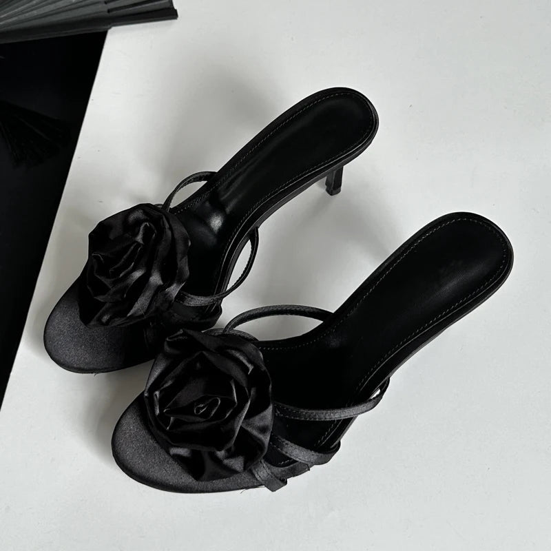 Summer Narrow Band Party Stripper Slippers Mules Slides Shoes Low Heel Pumps