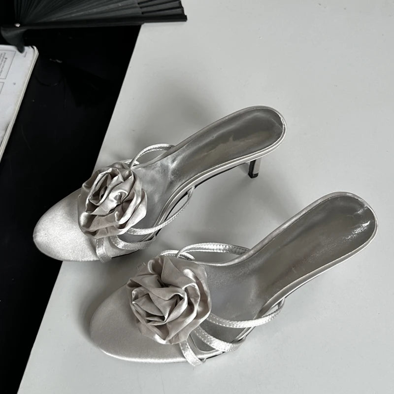 Summer Narrow Band Party Stripper Slippers Mules Slides Shoes Low Heel Pumps