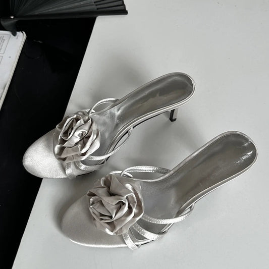 Summer Narrow Band Party Stripper Slippers Mules Slides Shoes Low Heel Pumps