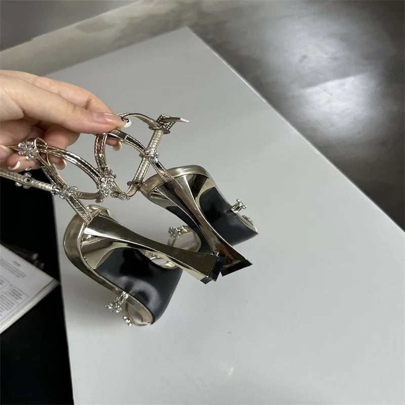 Summer Narrow Band Buckle Strap High Shoes Square Toe Party Dress Low Heel Pumps