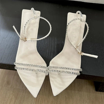 Summer Narrow Band Buckle Strap Pointed Toe Highs Banquet Party Shoes Low Heel Pumps