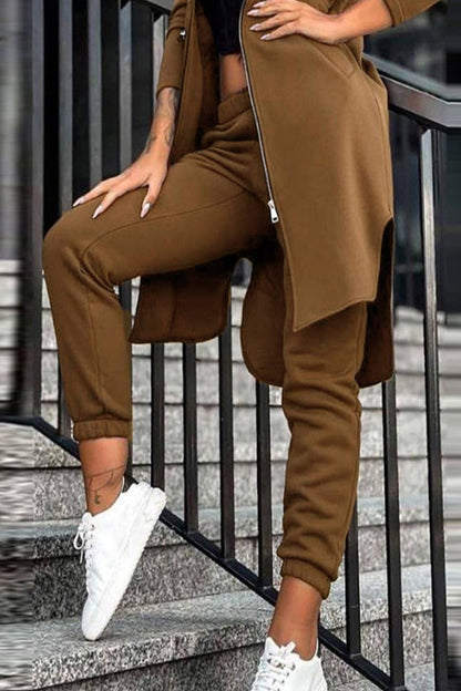 Elastic Waist Mid-length Hoodie Pants Set