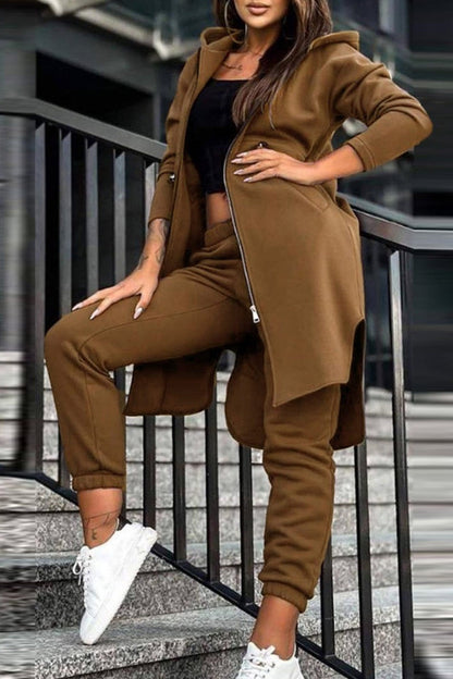 Elastic Waist Mid-length Hoodie Pants Set