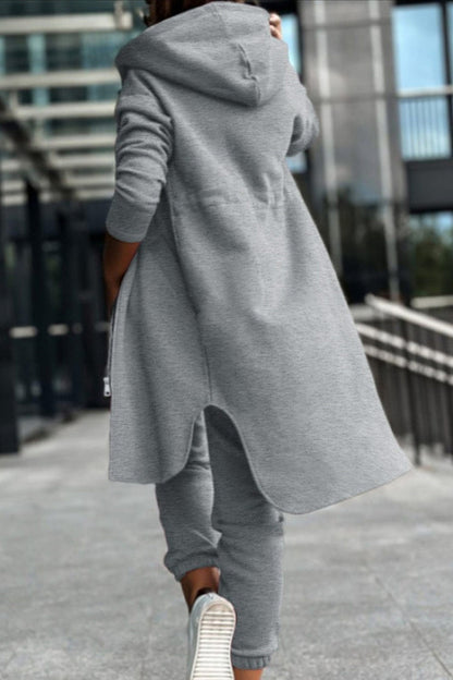 Elastic Waist Mid-length Hoodie Pants Set