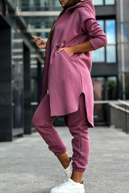 Elastic Waist Mid-length Hoodie Pants Set
