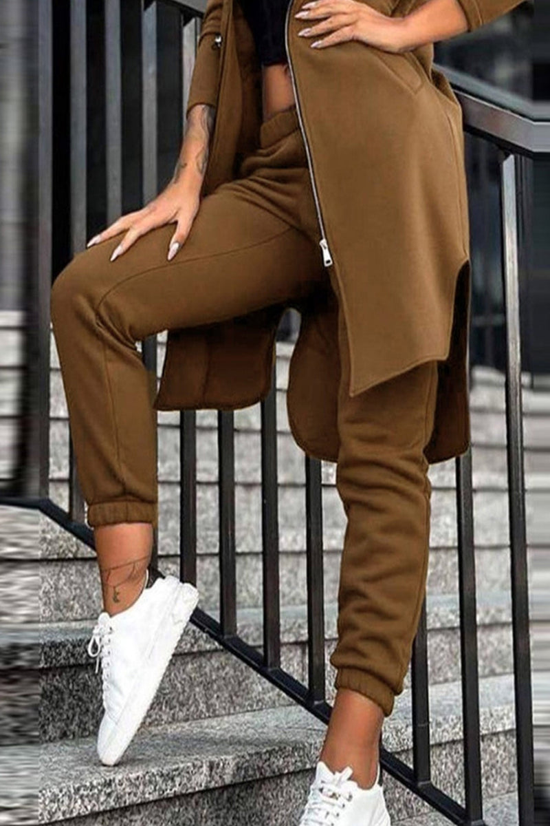 Elastic Waist Mid-length Hoodie Pants Set