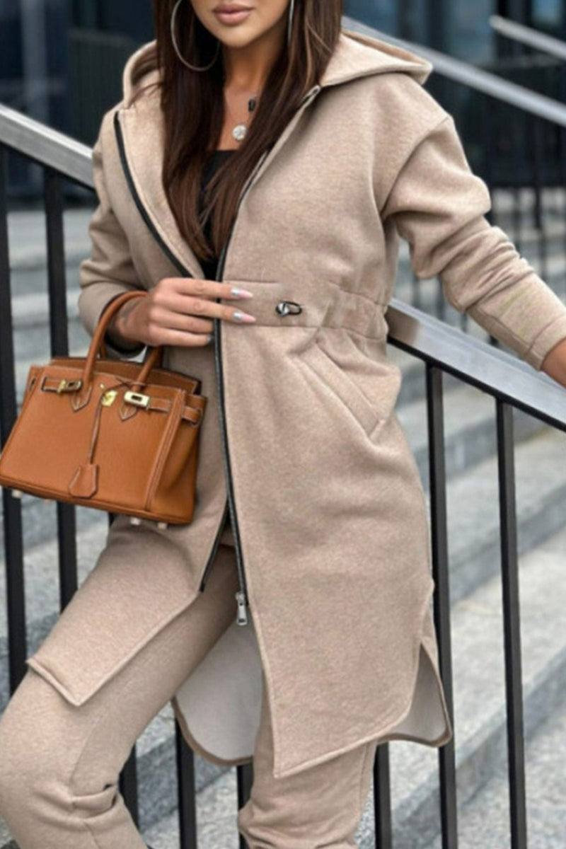 Elastic Waist Mid-length Hoodie Pants Set