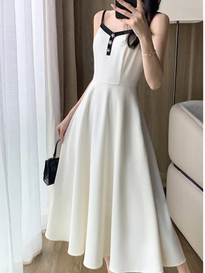 2-piece Dress Set for Lady Cropped Coat A-line Midi Camisole Dresses Slim Korean Female Suit Spring Autumn New