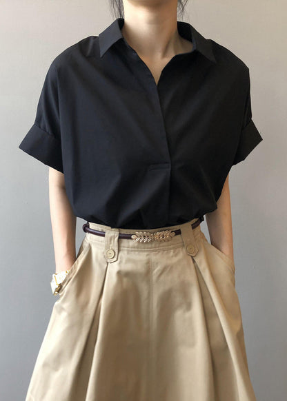 Apricot Peter Pan Collar Cotton Blouse Tops Summer Qb006