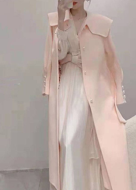 Apricot V Neck Tie Waist Chiffon Long Dress Spring Ti1016