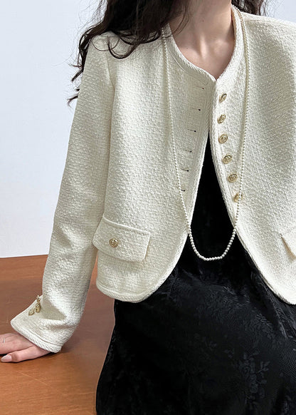 Black O-neck Button Woolen Coat Long Sleeve Qe061