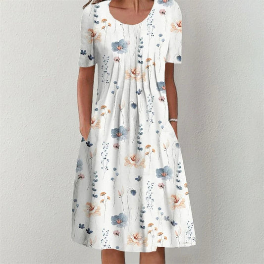 Temperament Short Sleeves Loose Weekend Holiday Midi Dresses