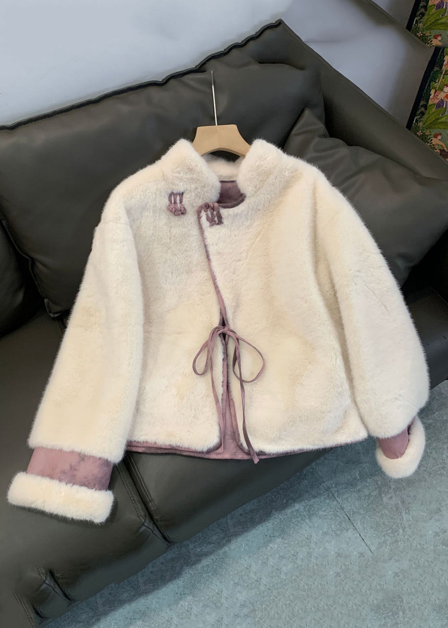 Green Patchwork Tie Waist Fuzzy Fur Fluffy Mink Velvet Coat Winter Ag1046
