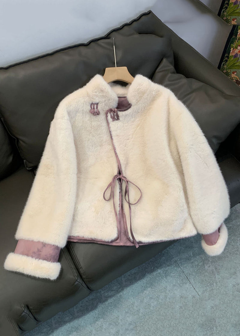 Green Patchwork Tie Waist Fuzzy Fur Fluffy Mink Velvet Coat Winter Ag1046