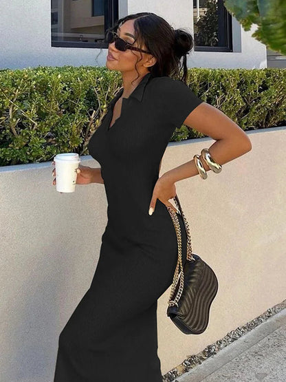 Knitted Short Backless Bandage Stretch Lady Midi Dresses