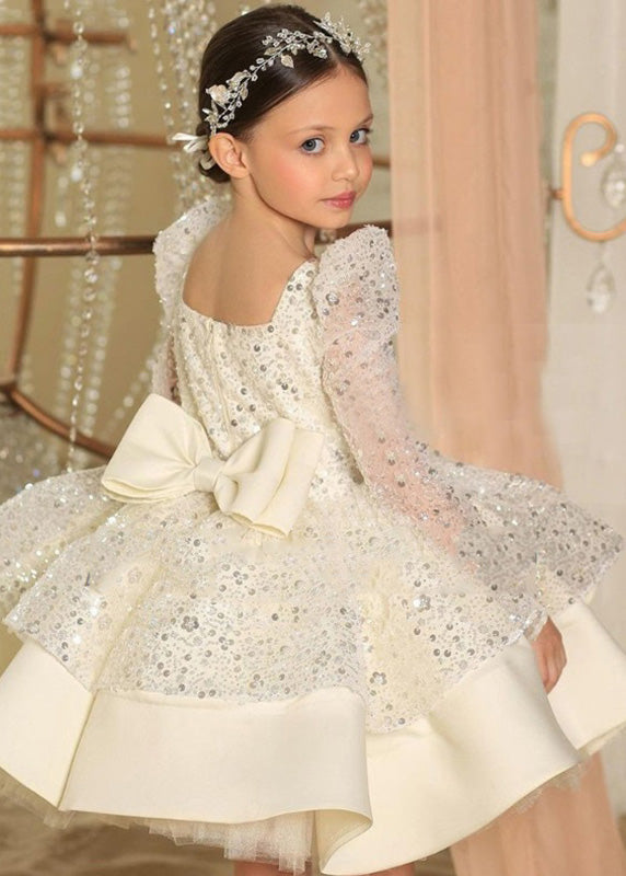 Pink Square Collar Bow Sequins Tulle Maxi Dresses Spring Ys038