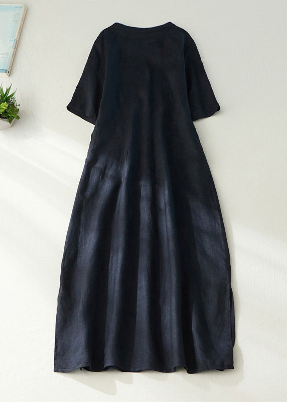 Red Embroidered Side Open Long Dress Short Sleeve Vv062