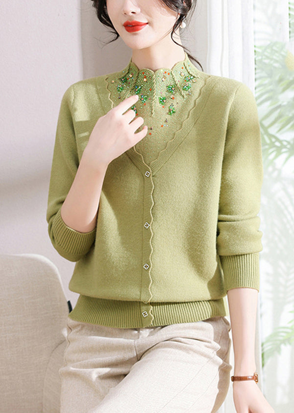 Red Zircon False Two Pieces Woolen Short Sweater Spring Tq003