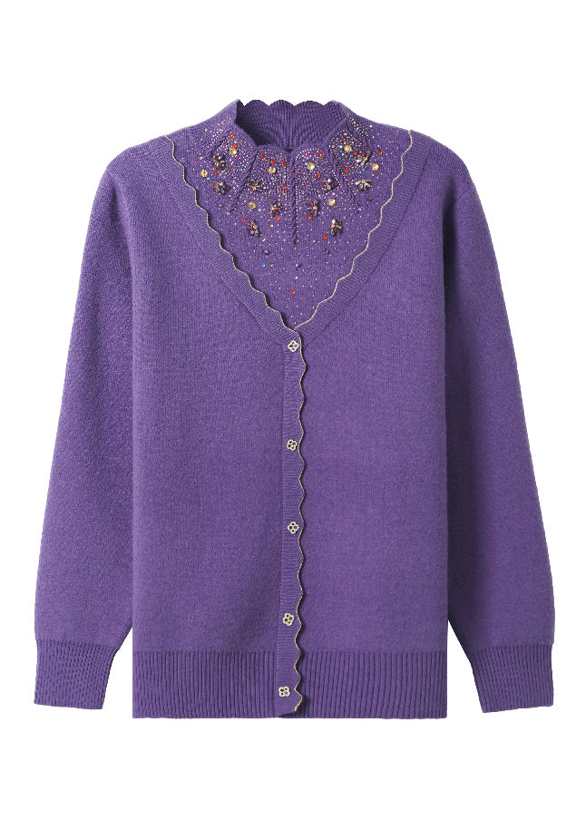 Red Zircon False Two Pieces Woolen Short Sweater Spring Tq003