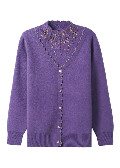 Red Zircon False Two Pieces Woolen Short Sweater Spring Tq003