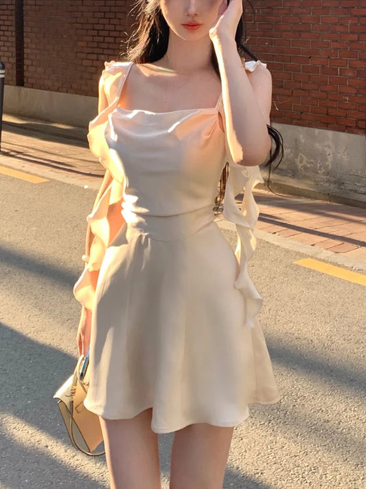 Korean Spaghetti Strap Fairy Sweet Midi Dress
