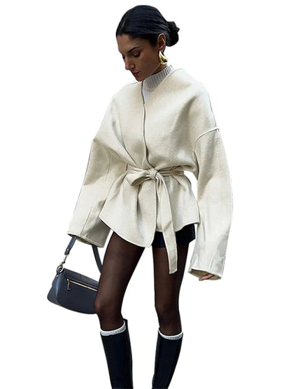 Loose Long Oblique Lace Short Autumn Winter New Coat