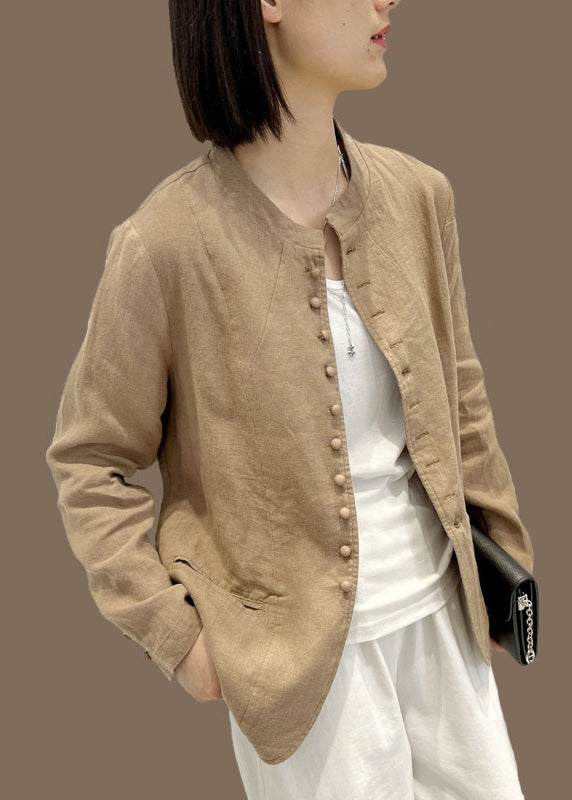 White O-neck Button Coats Long Sleeve Uu030