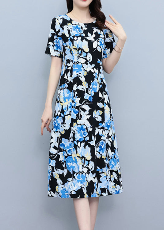 White O-neck Print Slim Silk Vacation Maxi Dresses Summer Lc0052