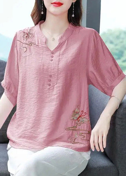 Yellow Embroidered Cotton Blouse Summer Jh021