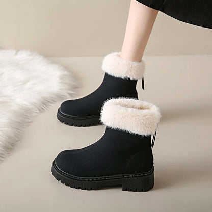 And Simple Plush Shoes New Back Zipper Design Fashionable and Versatile Winter Cotton Boots Botas De Mujer