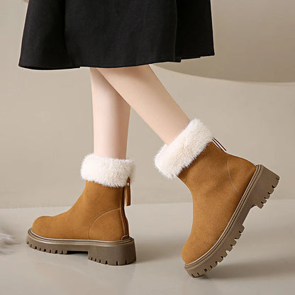 And Simple Plush Shoes New Back Zipper Design Fashionable and Versatile Winter Cotton Boots Botas De Mujer