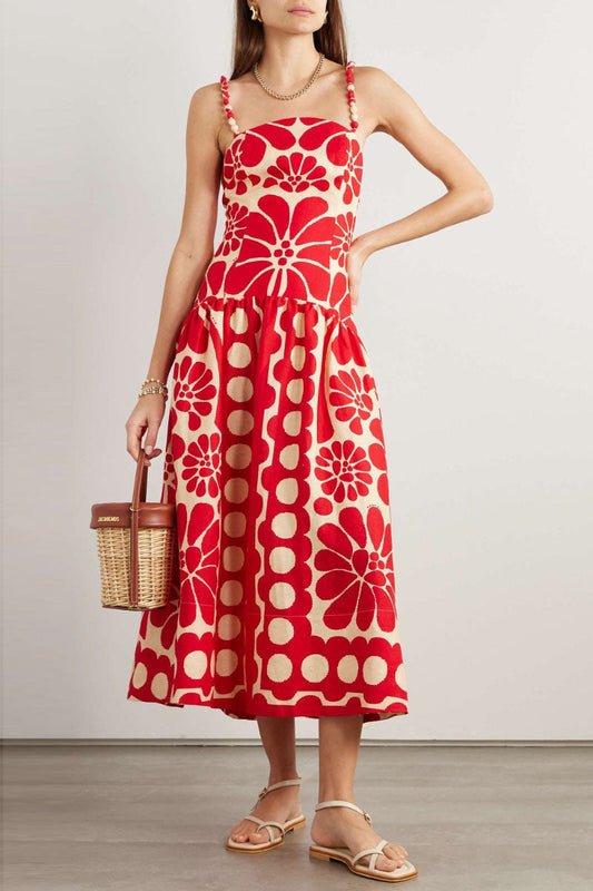 Élisabeth Spaghetti Maxi Dress in Red