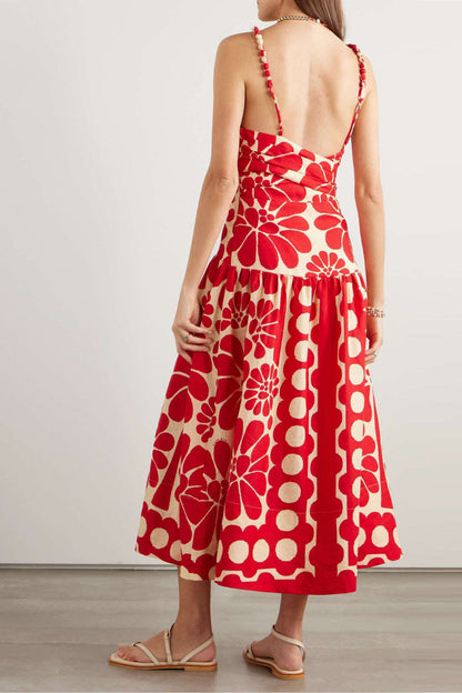 Élisabeth Spaghetti Maxi Dress in Red