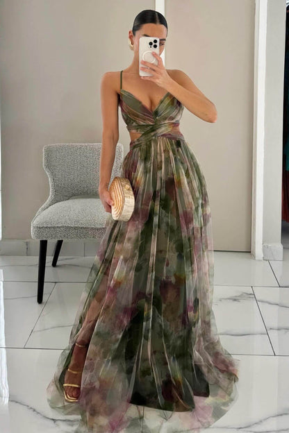 Elowen | Painted V-neck Maxi Dress